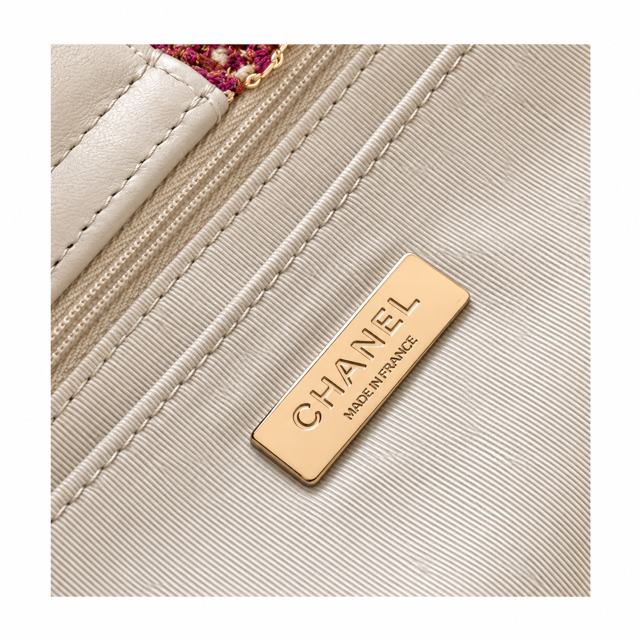 Chanel Tweed Bead Embellished Flap Tote Fuchsia 27.5×39.5×16cm