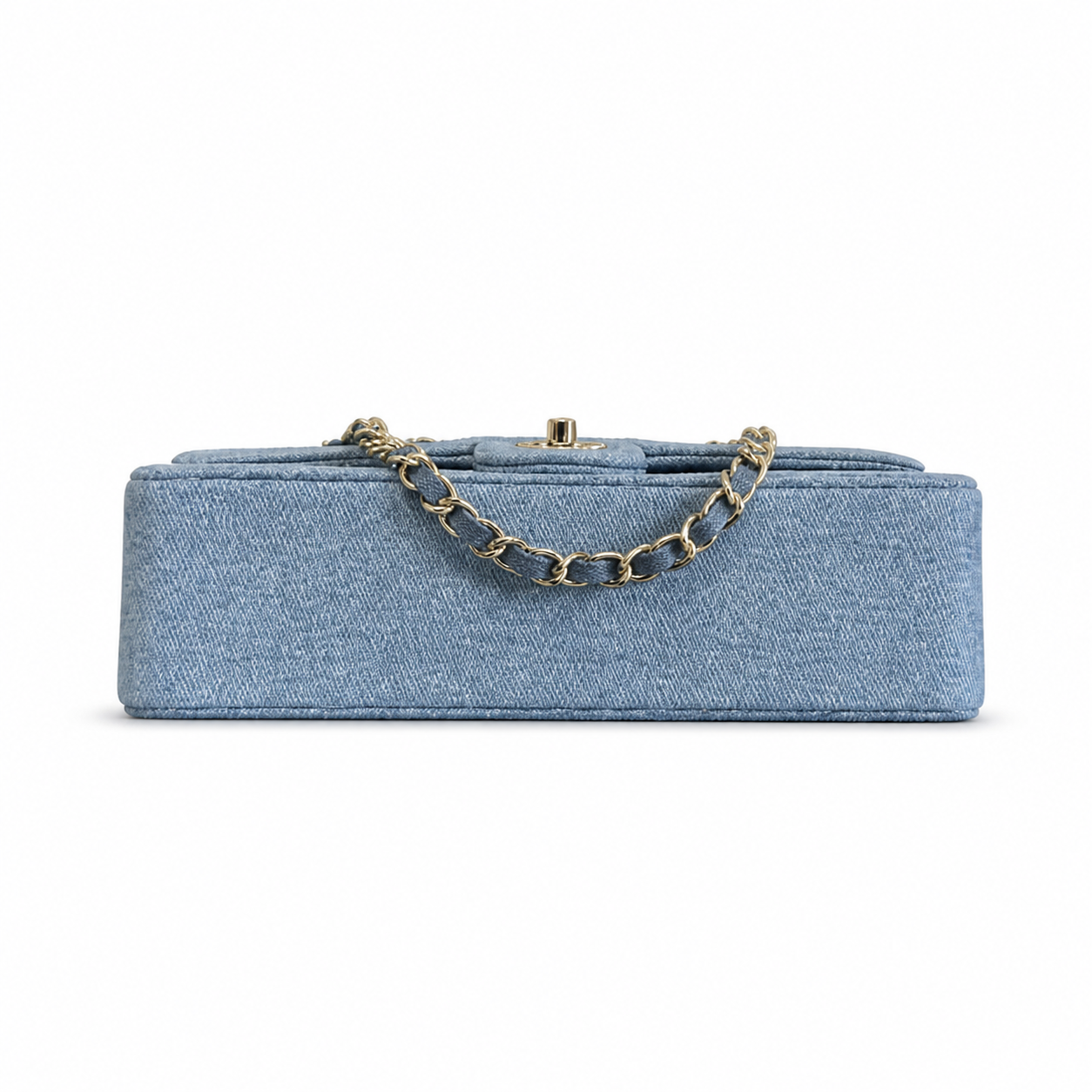 Chanel Light Blue Denim Mini Flap | Hand-Embroidered Crystal Flowers & Gold CC — 25.5cm