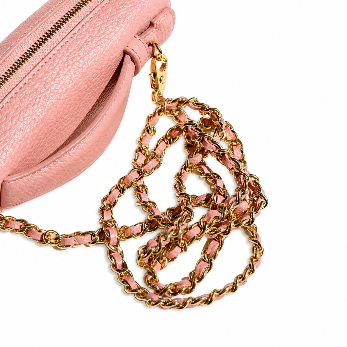 Chanel Blush Pink Caviar Mini Vanity Case | Raised Gold CC & Lobster Clasp Chain — 19cm