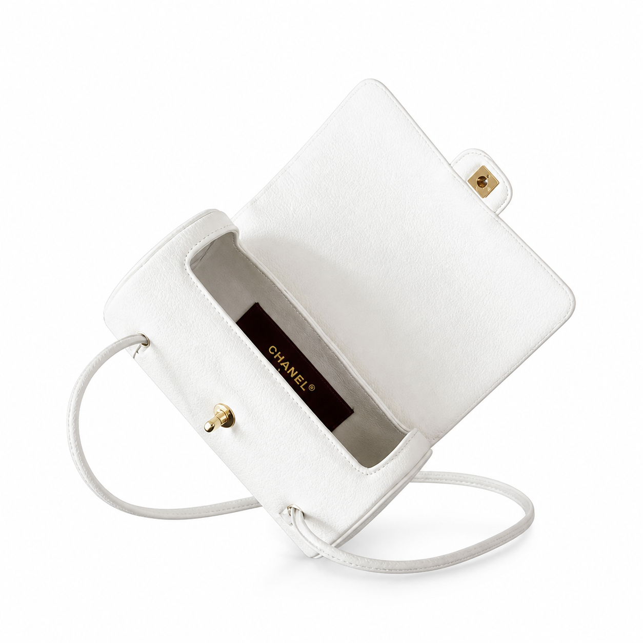 Chanel White Caviar Cylindrical Shoulder Bag | Flat Leather Strap — 20cm