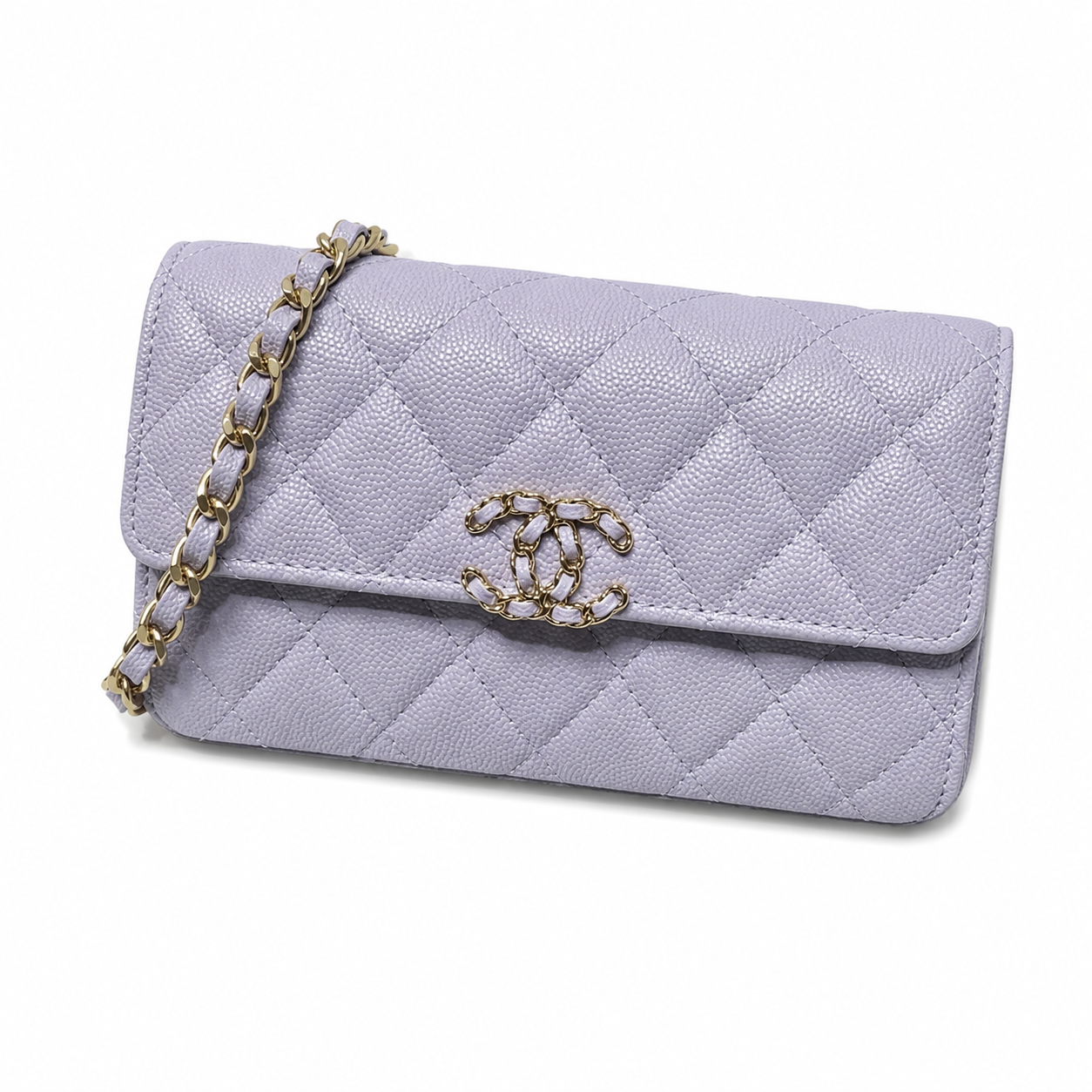 Chanel Lavender Caviar Quilted Mini Top Handle Flap Bag | Crystal CC Closure, Silver Chain & Tonal Lavender Interlace