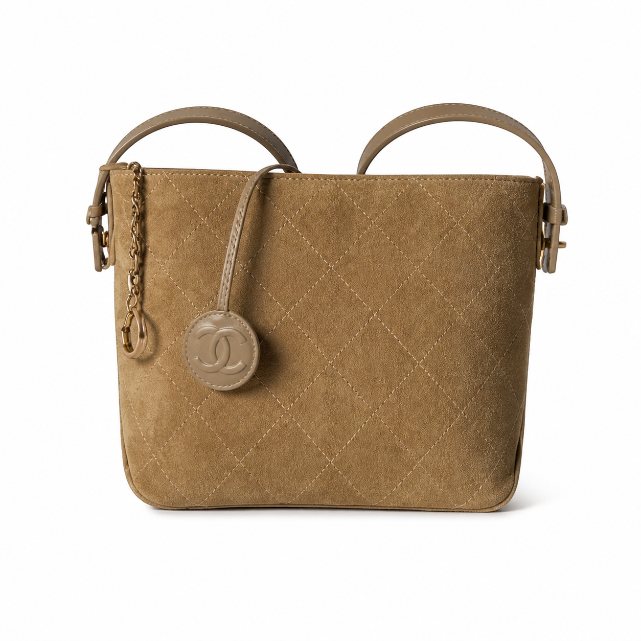 Chanel CC Raffia Basket Tote | Black Lambskin & Gold Chain — 27cm