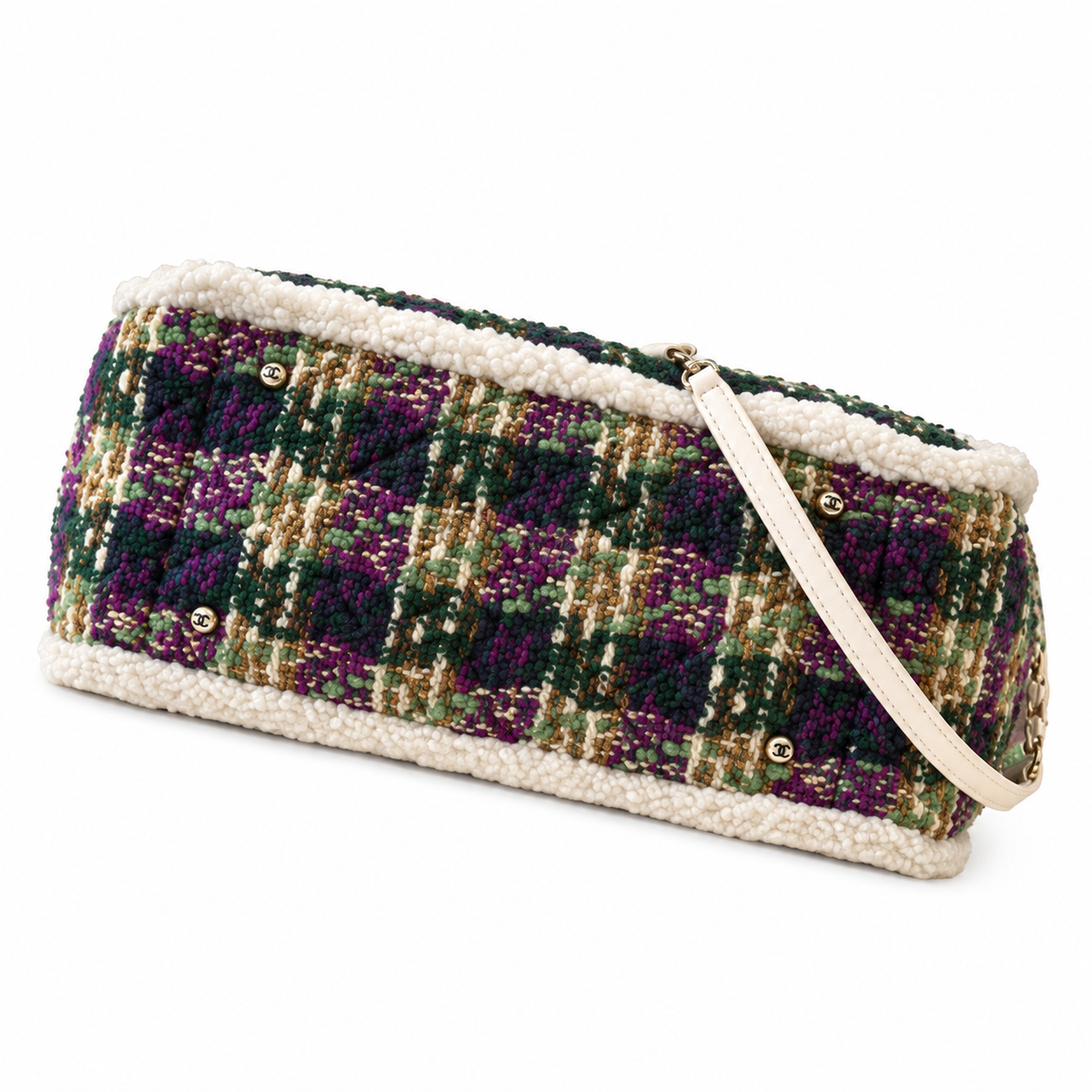 Chanel Deauville Large Tweed Tote Purple Green 27.5×39.5×16cm