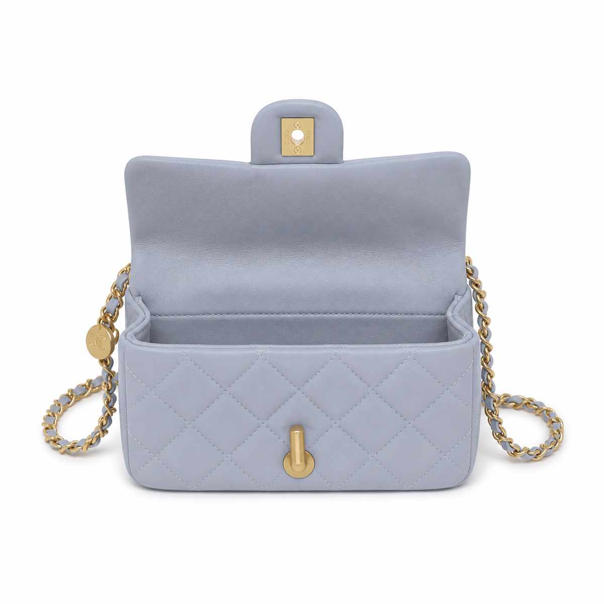 Chanel Classic Flap Bag | CC Turn-Lock Leather Chain Satin Interior — 20x13cm