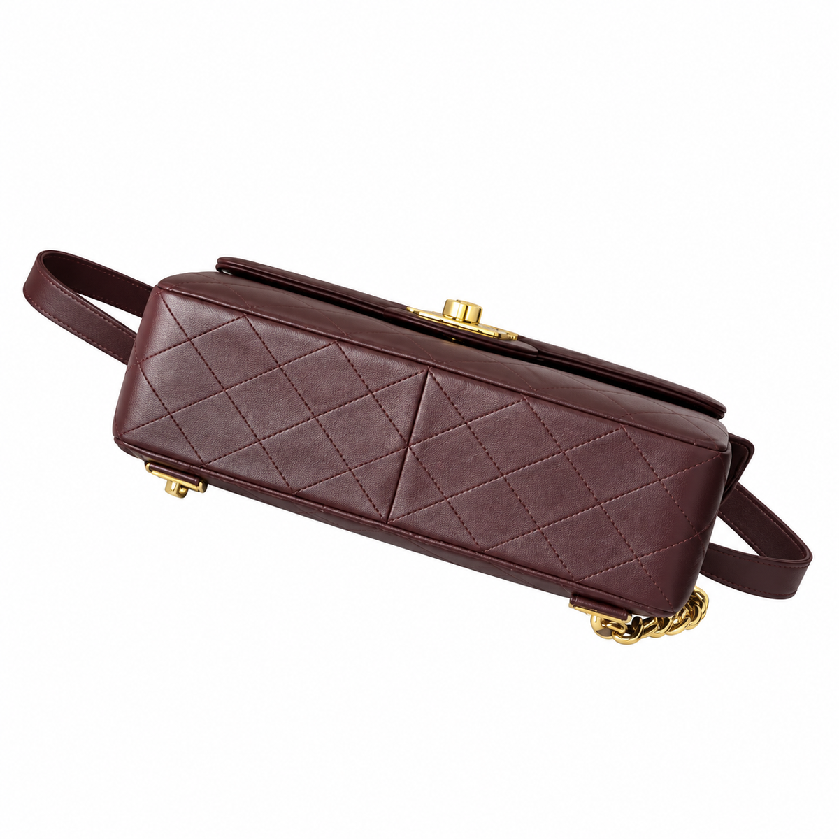 Chanel Quilted Lambskin CC Turn-Lock Backpack Burgundy Gold 28cm