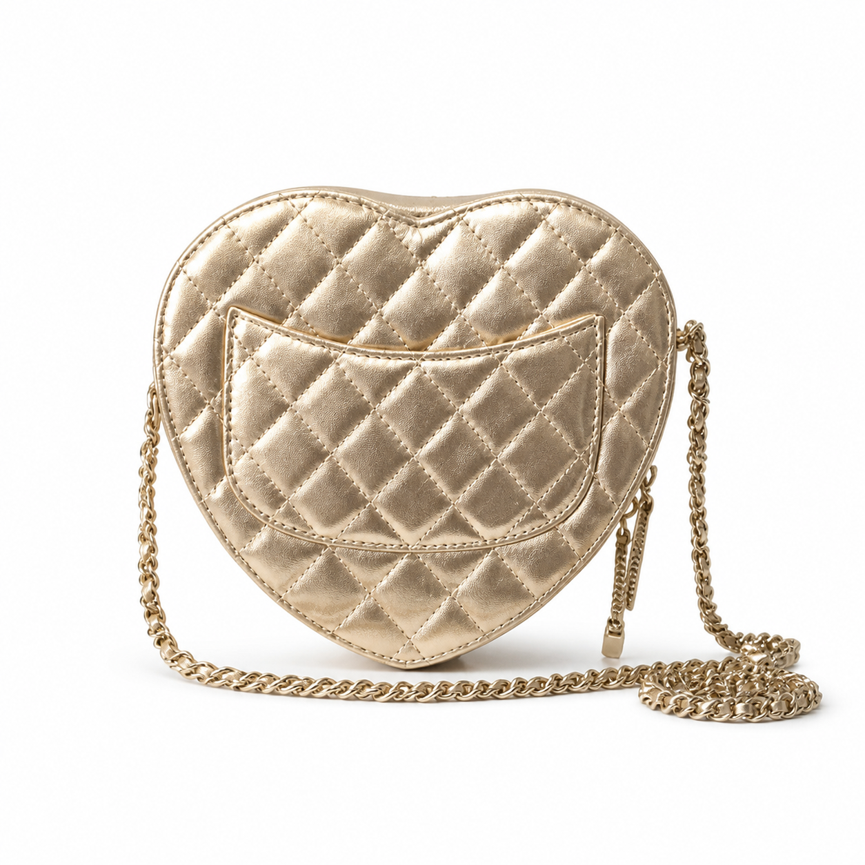 Chanel Heart Bag Gold Metallic Quilted Lambskin | Gold CC Turn-Lock — 18cm