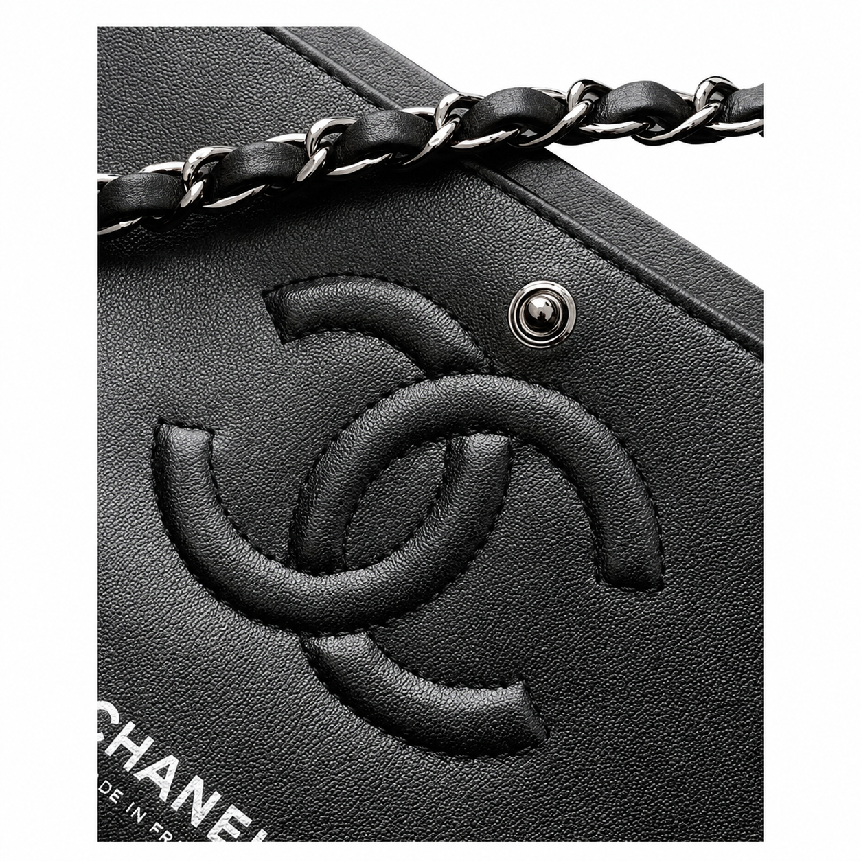 Chanel Medium Flap Bag | Embroidered Fabric Art Print Ruthenium CC Black — 20cm