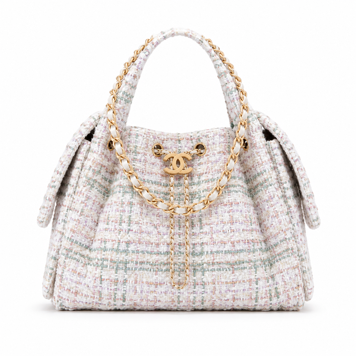 Chanel Classic Quilted Handbag | CC Turn-Lock Rigid Top Handle Chain Strap — 30x26cm