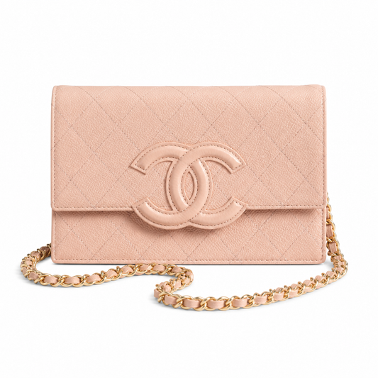Chanel Blush Pink Caviar WOC | Tone-on-Tone CC & Blush Chain — 19cm