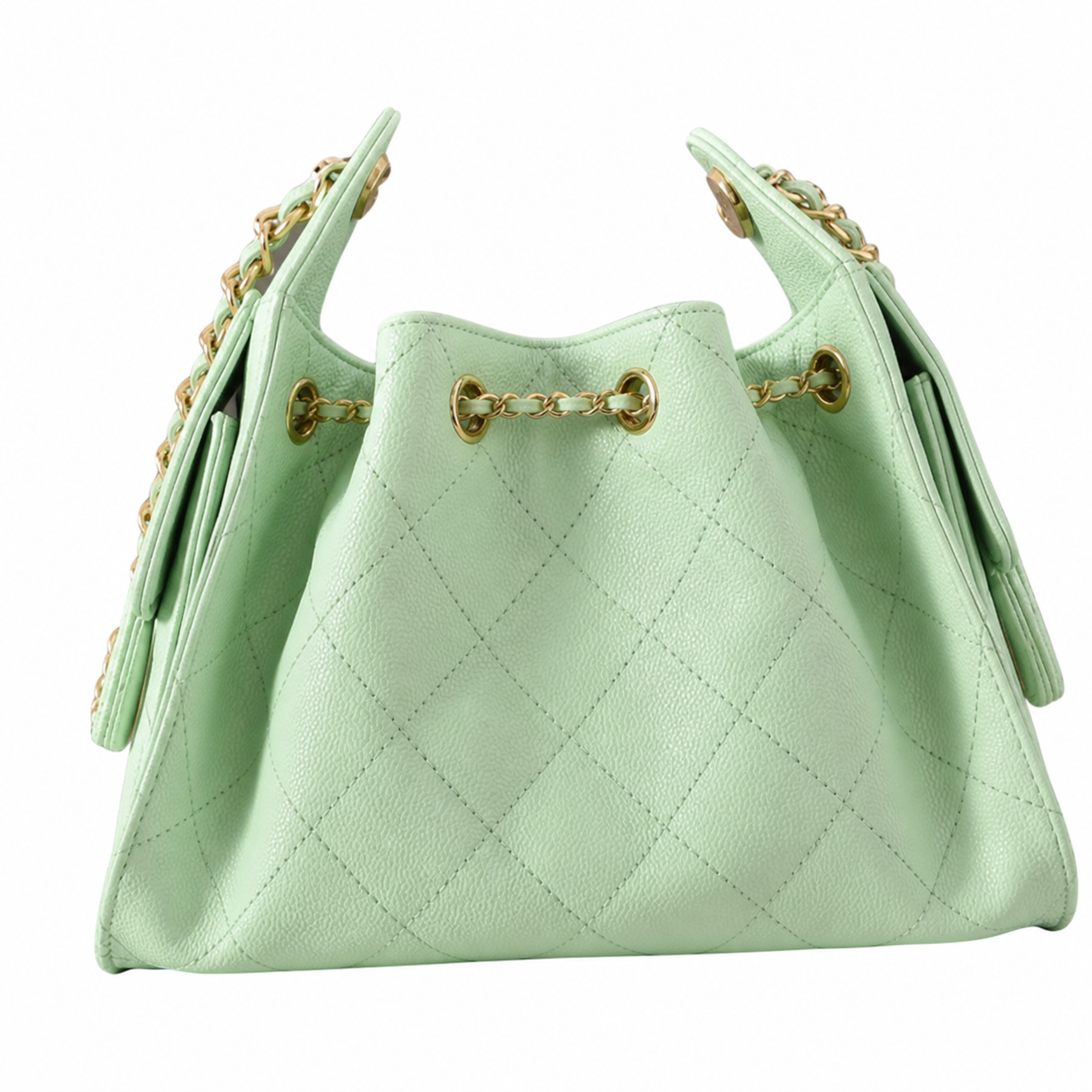 Chanel Classic Quilted Handbag | CC Turn-Lock Rigid Top Handle Chain Strap — 2 Sizes