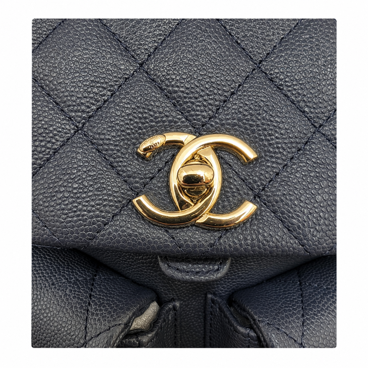 Chanel Duma Caviar Backpack | CC Turn-Lock Gold Chain Black — 20.5x20cm