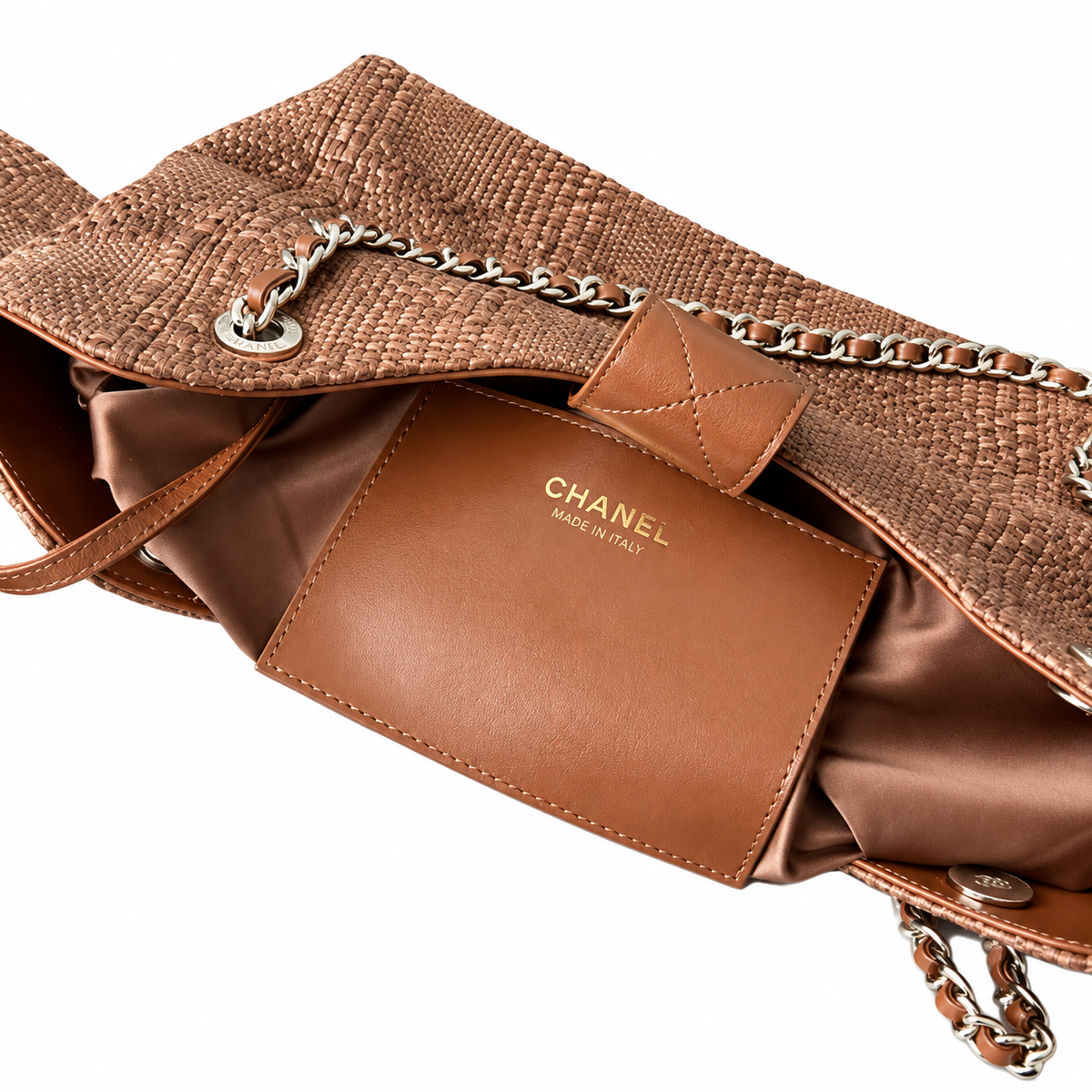 Chanel Raffia Woven CC Tote Bag Caramel 26×40×12cm