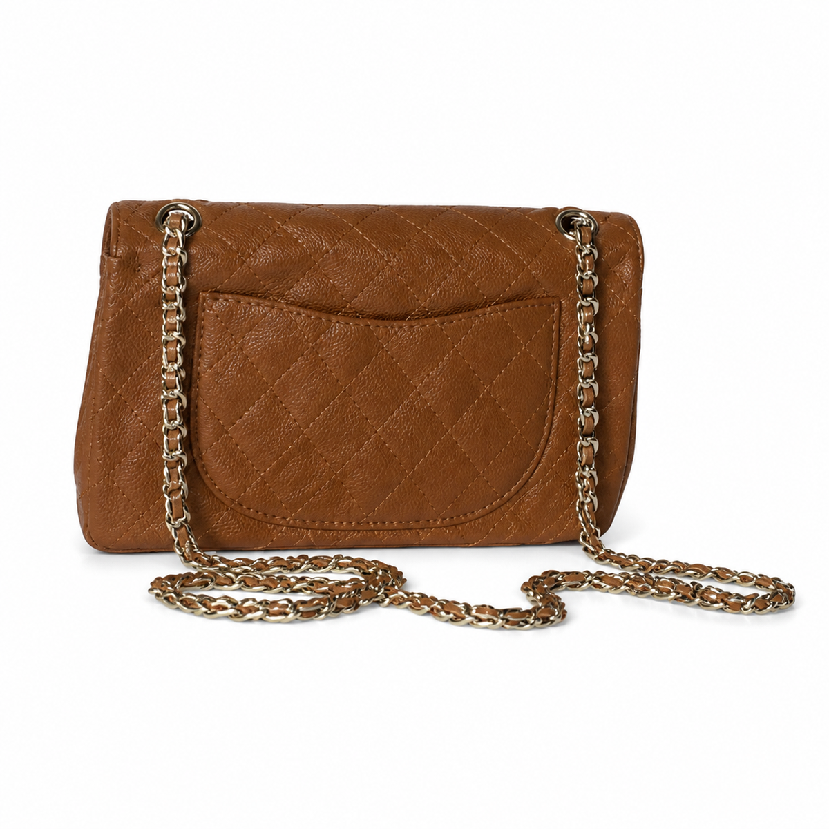 Chanel Classic Quilted Flap Bag | CC Turn-Lock Gold Hardware Leather Chain — 24x16cm