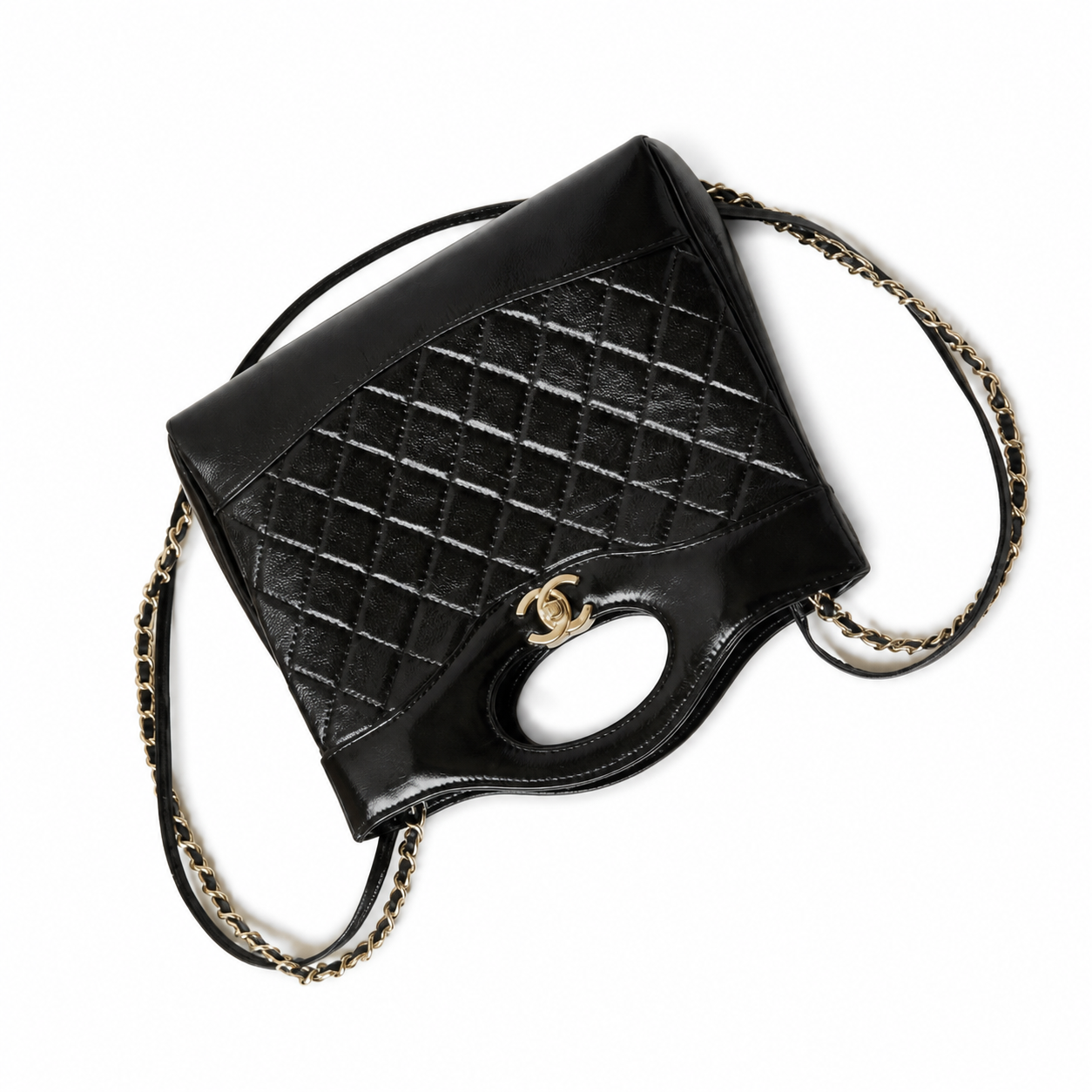 Chanel Classic Quilted Flap Bag | CC Turn-Lock Leather Chain Strap — 22x23cm