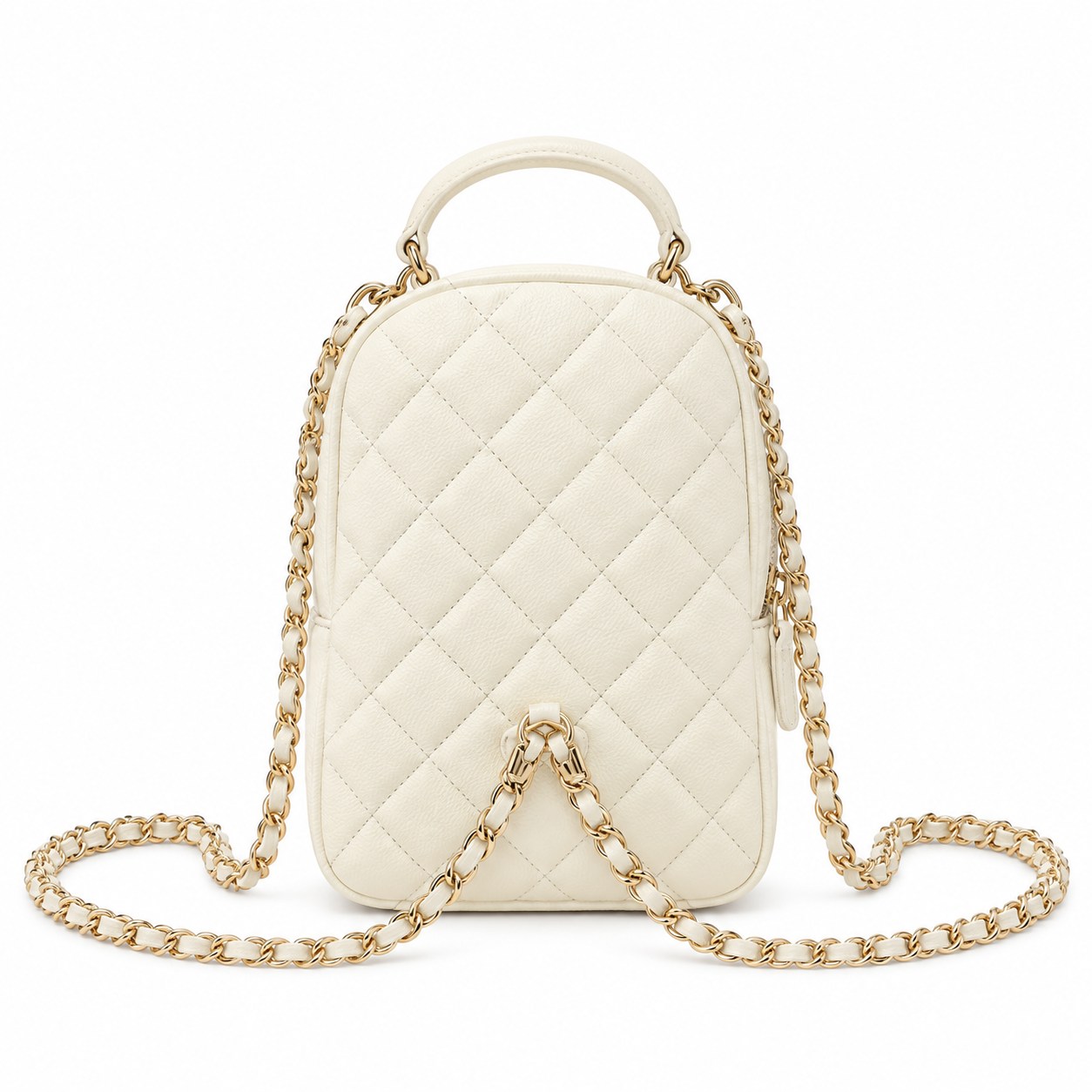 Chanel Quilted Lambskin Mini Chain Backpack Ivory 18×13×9cm