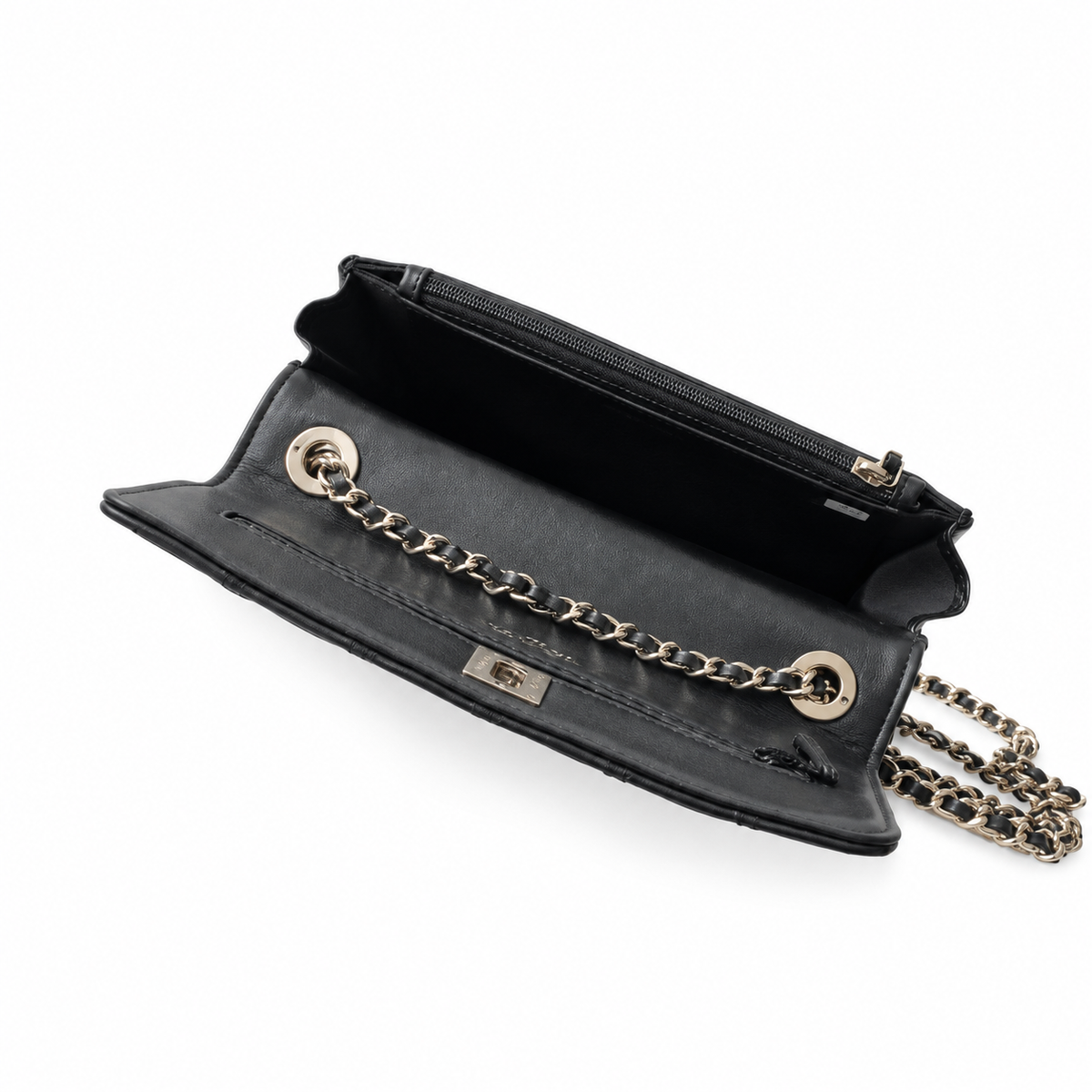Chanel Black Quilted Lambskin Flap Bag with Crystal Frame Bar & Silver Chain