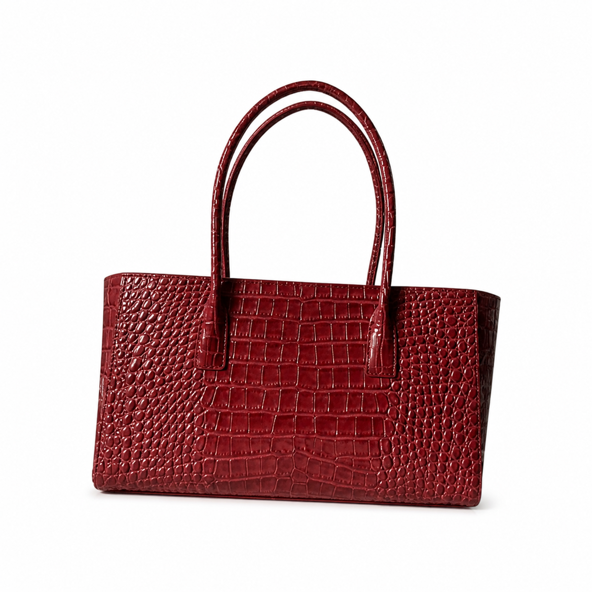 Chanel Crimson Patent Croc-Embossed Large Tote | Detachable Gold Chain & CC Disc — 39cm