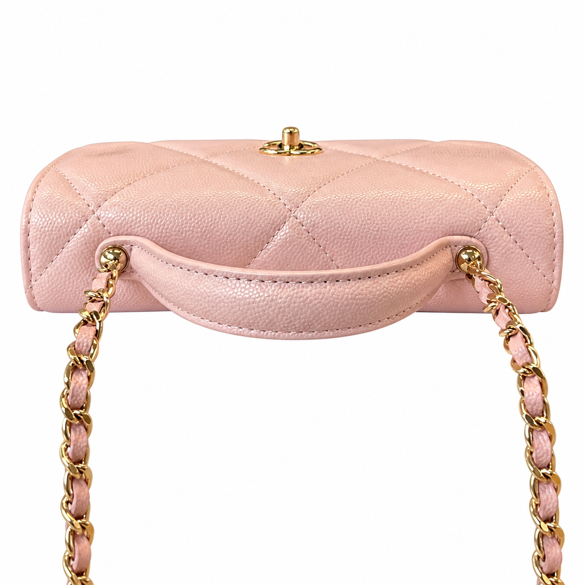 Chanel Trendy CC Quilted Iridescent Calfskin Top Handle WOC Pink 19cm