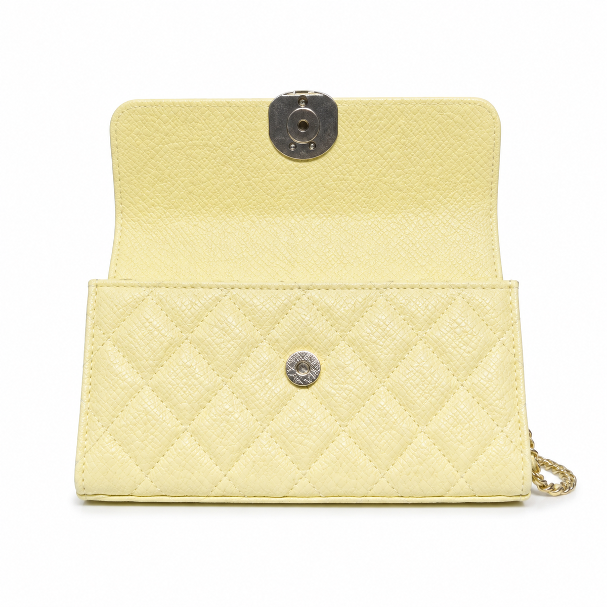 Chanel Lemon Yellow Smooth Lambskin Quilted Mini Top Handle Flap Bag | Gold CC Turn-Lock, Tonal Chain & Quilted Interior Pocket