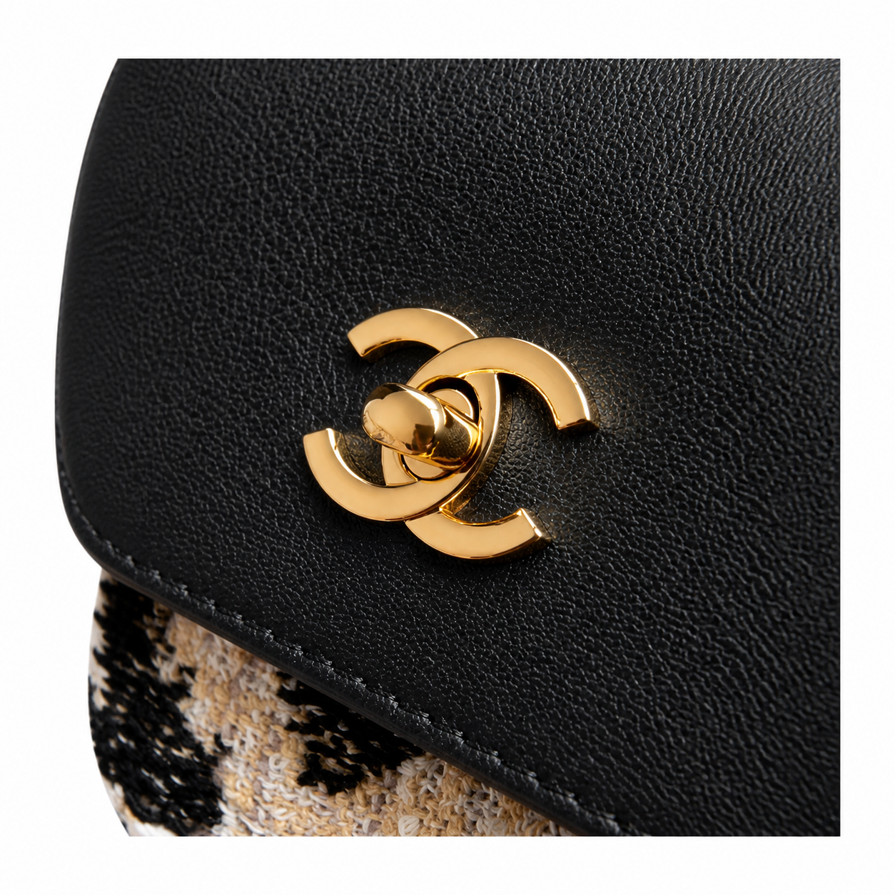 Chanel Large Tote Bag Leopard-Print Tweed & Black Leather Flap | Gold CC Turn-Lock — 43cm