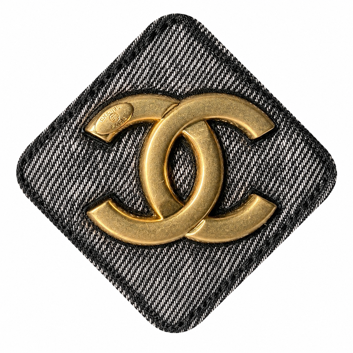 Chanel Dark Denim Honeycomb Quilted Shopping Tote | CC Diamond Gold Grey — 29x38cm