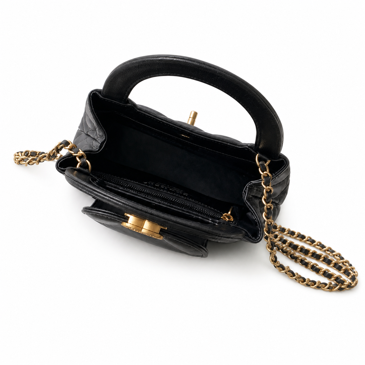 Chanel Classic Quilted Mini Flap Bag | CC Turn-Lock Leather Chain Strap — 13x19cm