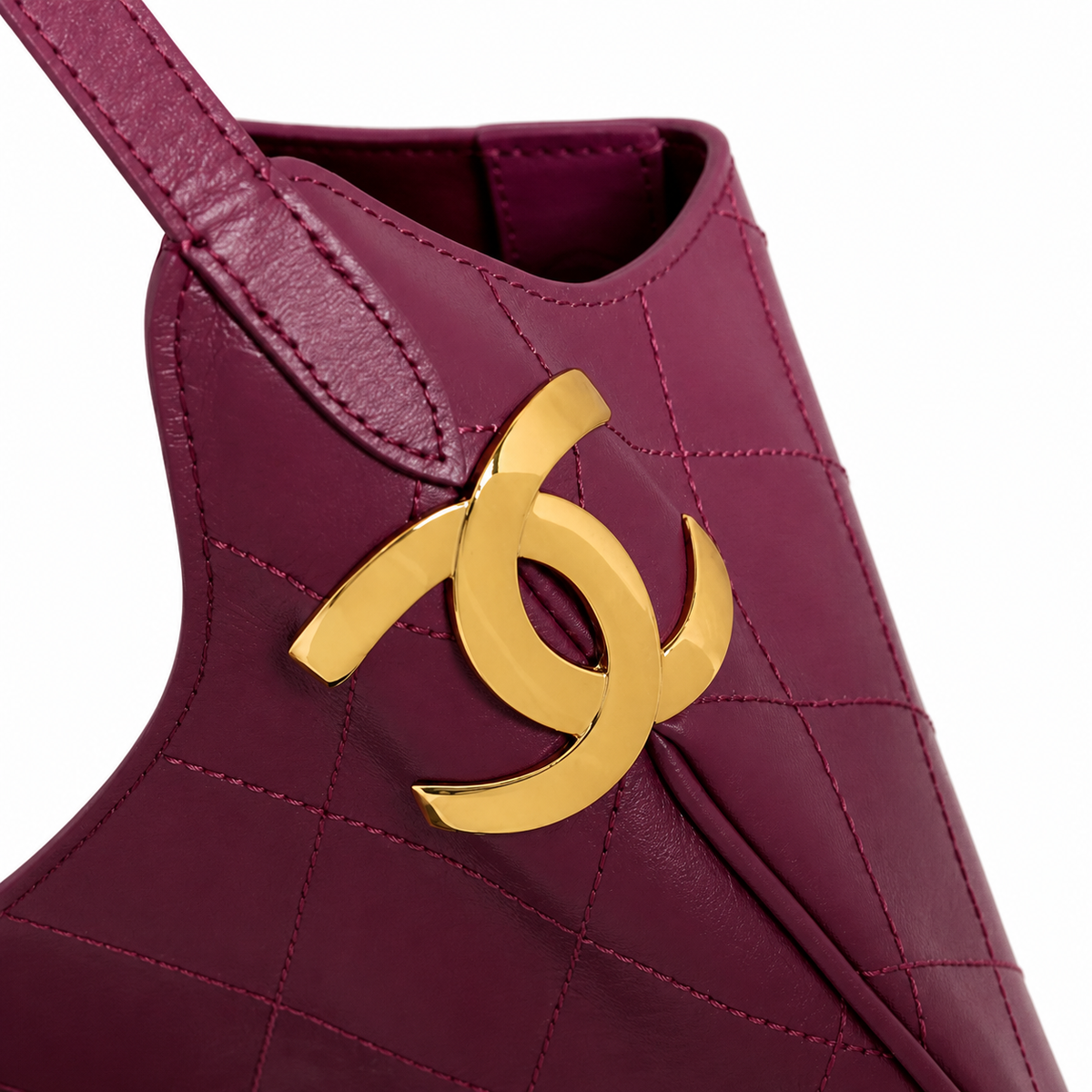 Chanel 31 Large Shopping Bag Burgundy Plum Lambskin | Gold CC Bar & Crossbody Strap — 32cm