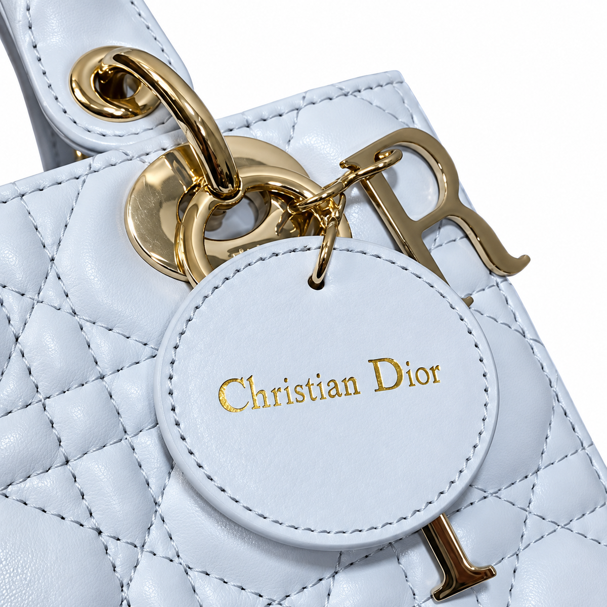Dior Cannage Quilted Polished Top Handle Bag 20cm