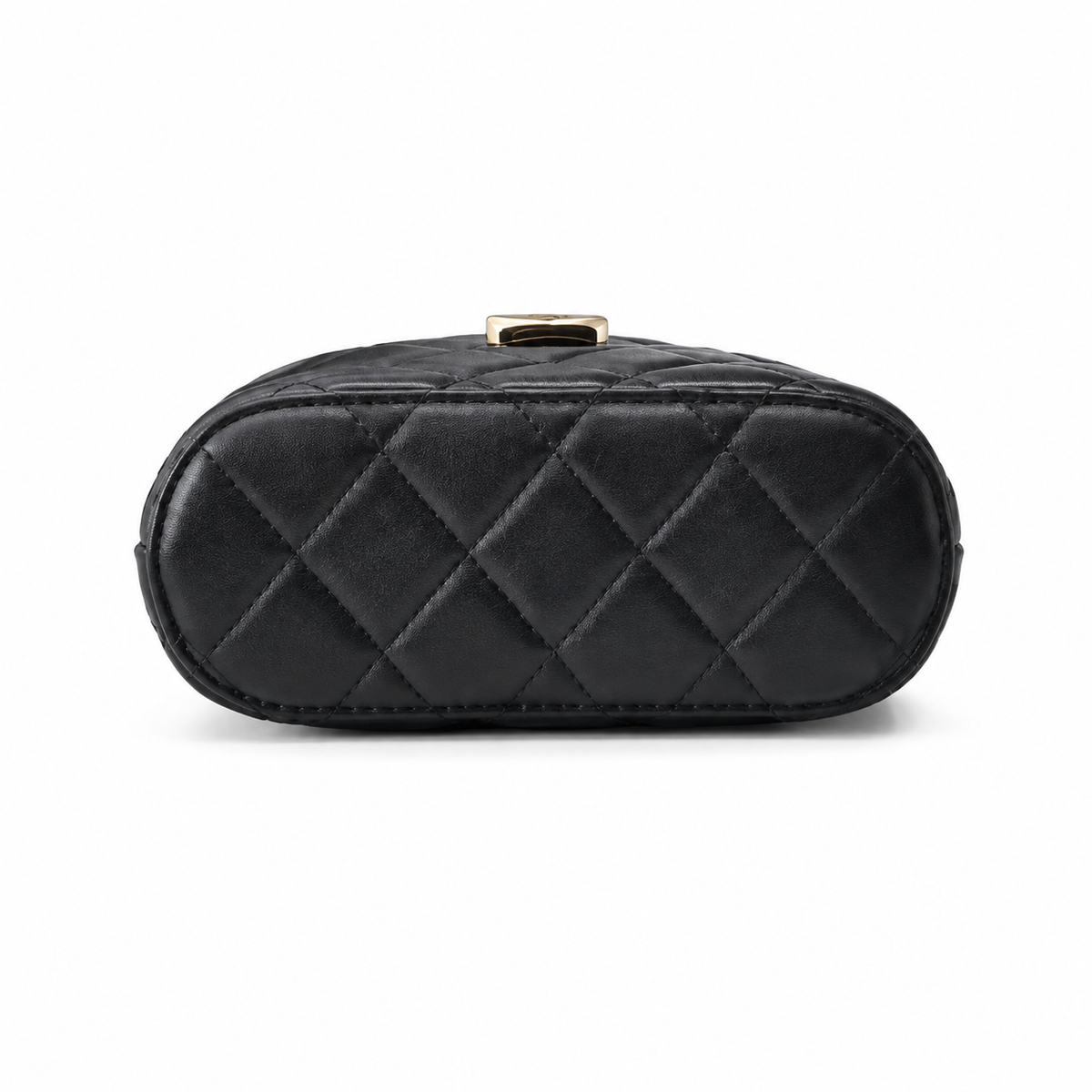 Chanel Black Quilted Lambskin Mini Bucket Bag | D-Ring Top Handle, Bare Gold Chain & Oval Quilted Base