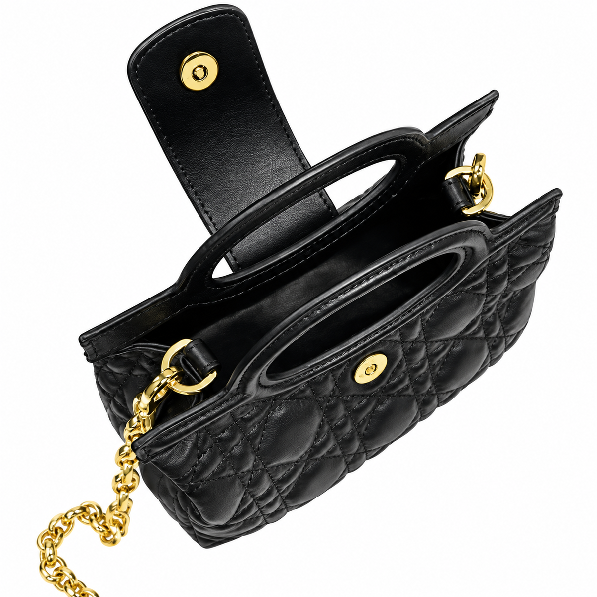 Dior Cannage Quilted Structured Top Handle Bag 18.5cm