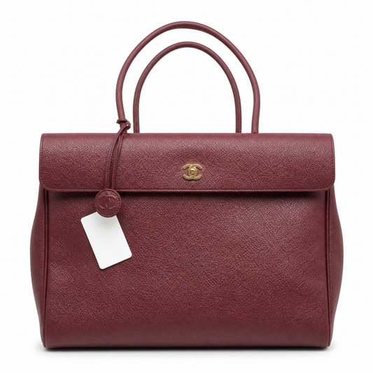 Chanel Large Neo Executive Tote Deep Burgundy Grained Calfskin | Gold CC Turn-Lock — 43cm