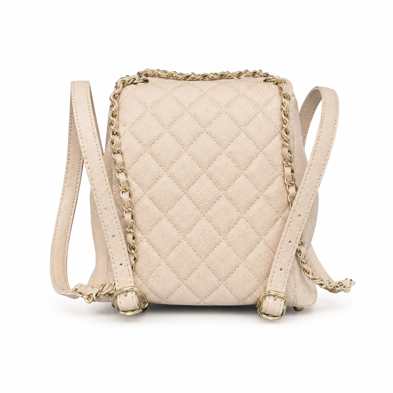 Chanel Duma Caviar Backpack | CC Turn-Lock Gold Chain Ivory Beige — 20.5x20cm