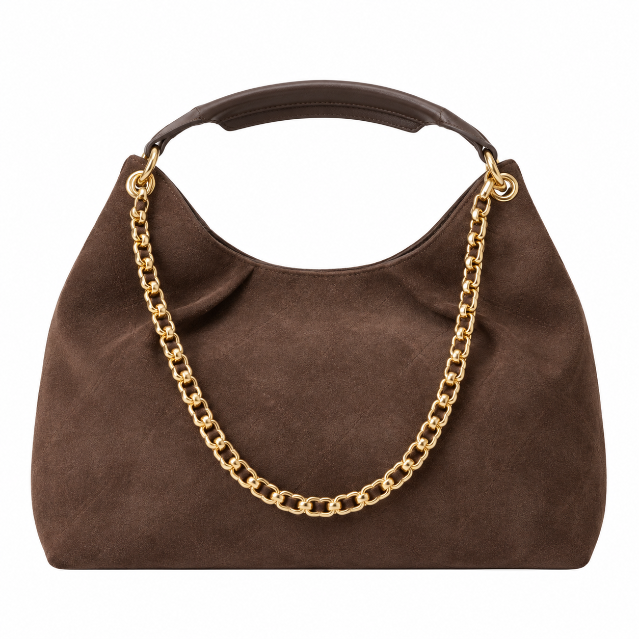 Chanel Quilted Suede Large Hobo Bag Brown 29×35×13cm