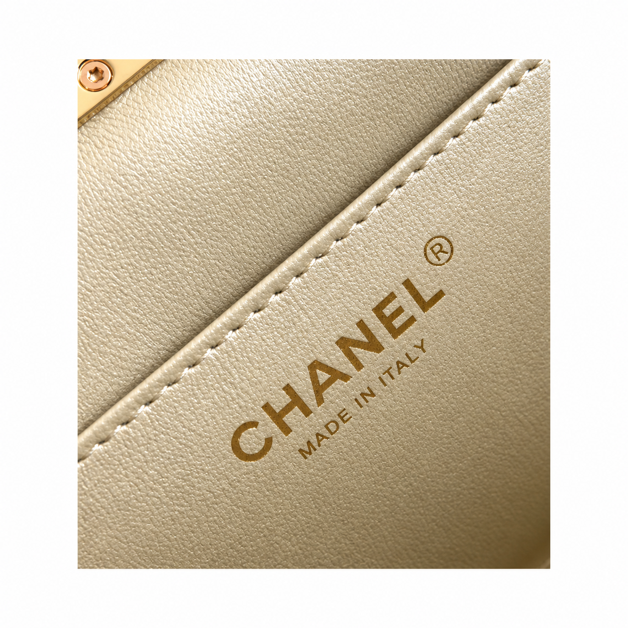 Chanel Quilted Metallic Elongated Flap Bag Gold 10×20×7cm
