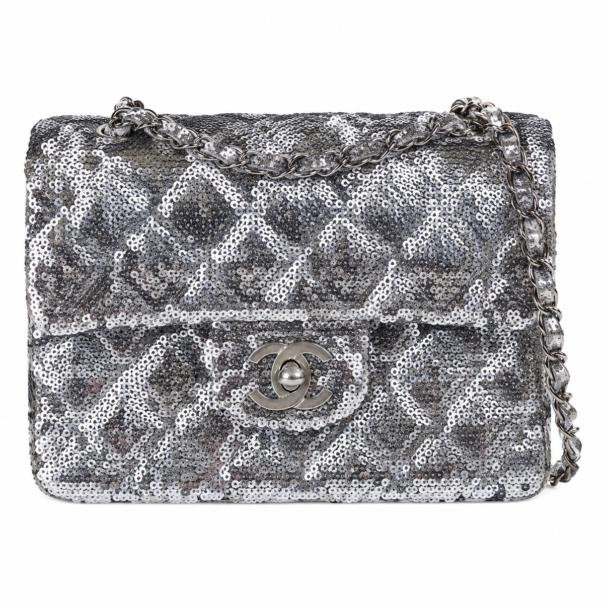 Chanel Silver Leopard-Print Sequin Flap Bag | Light-Dependent Pattern, Secret Interior Labyrinth & Gunmetal Chain
