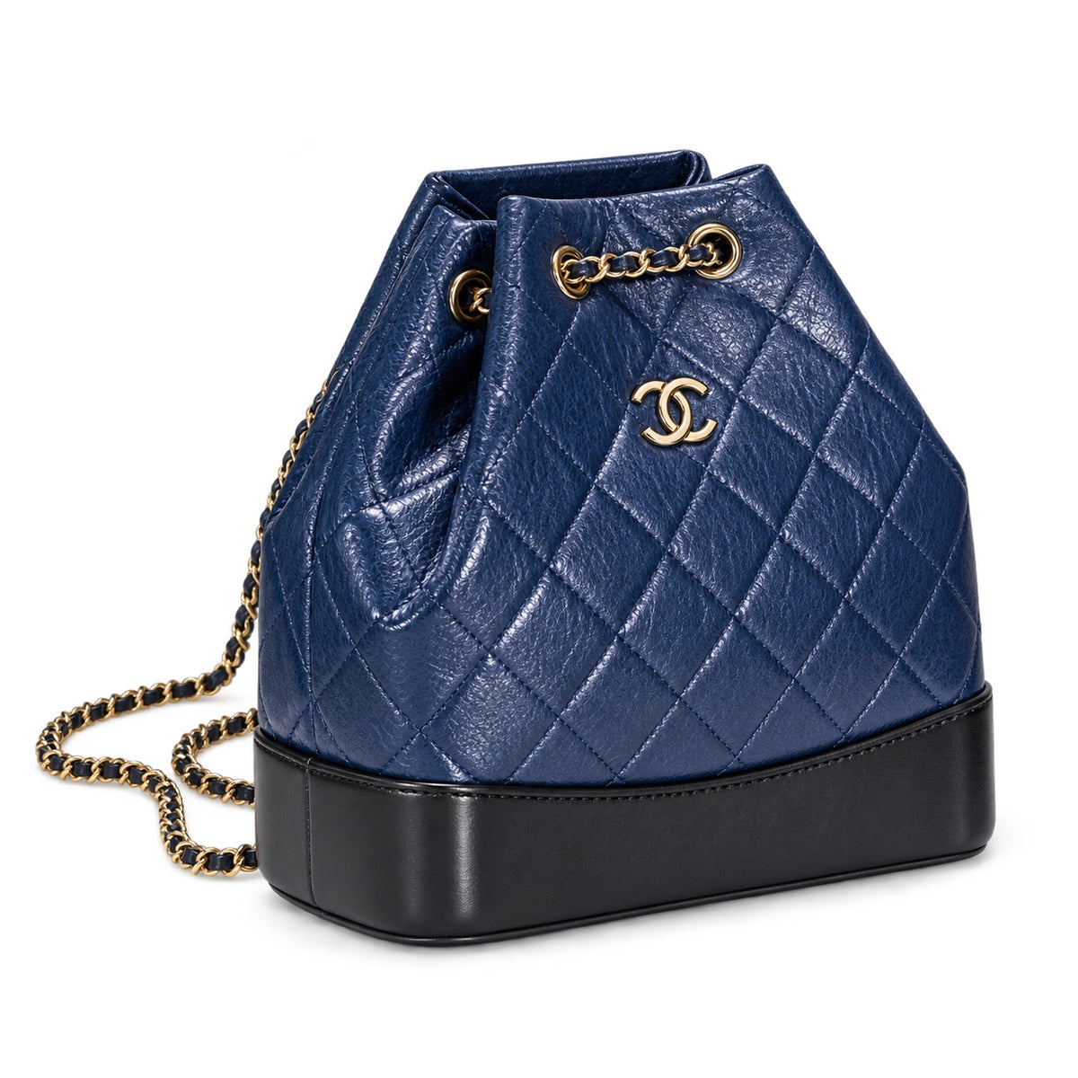 Chanel Gabrielle Quilted Calfskin Backpack | Navy Blue & Black Base — 24cm