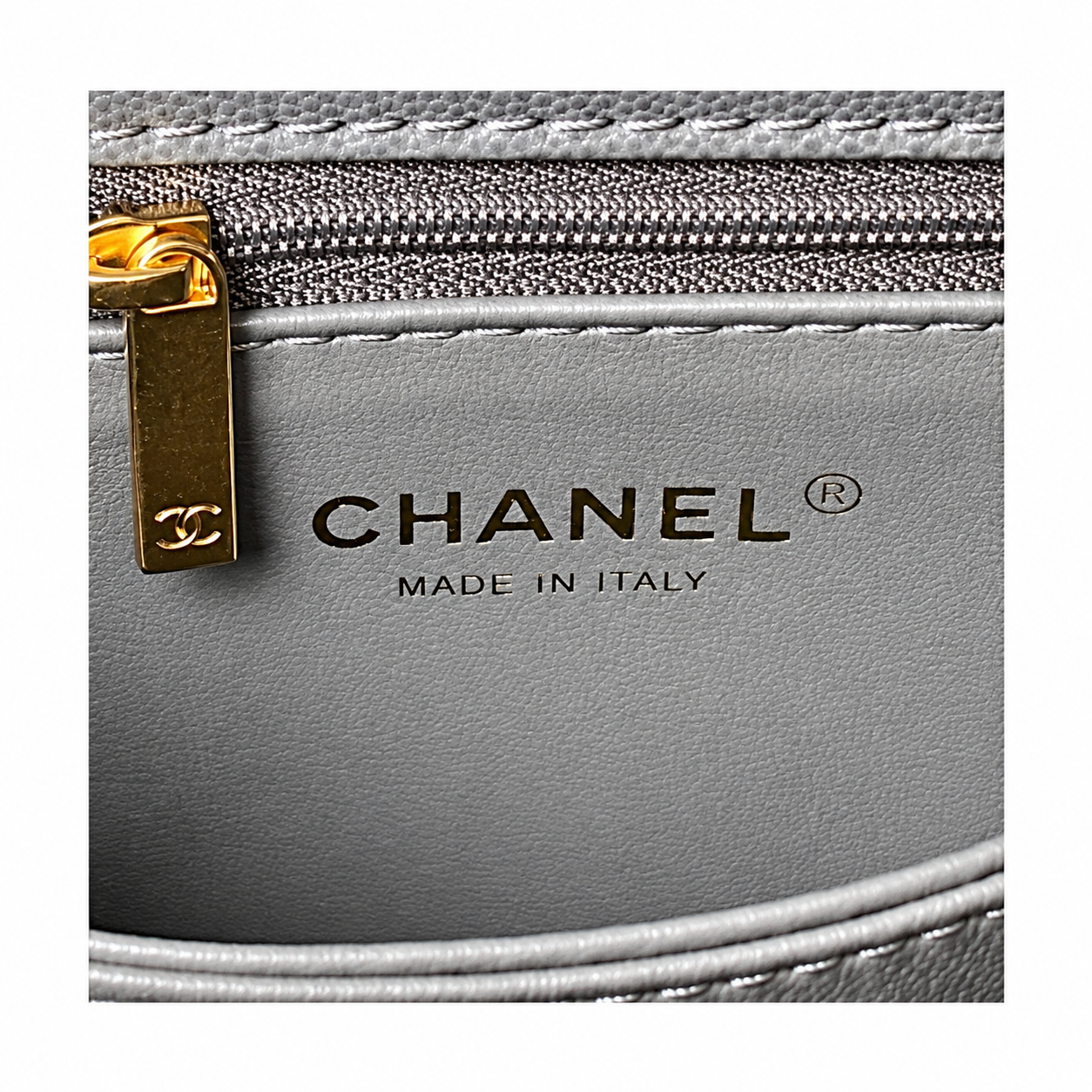 Chanel Coco Handle Quilted Caviar Top Handle Bag Grey 23cm
