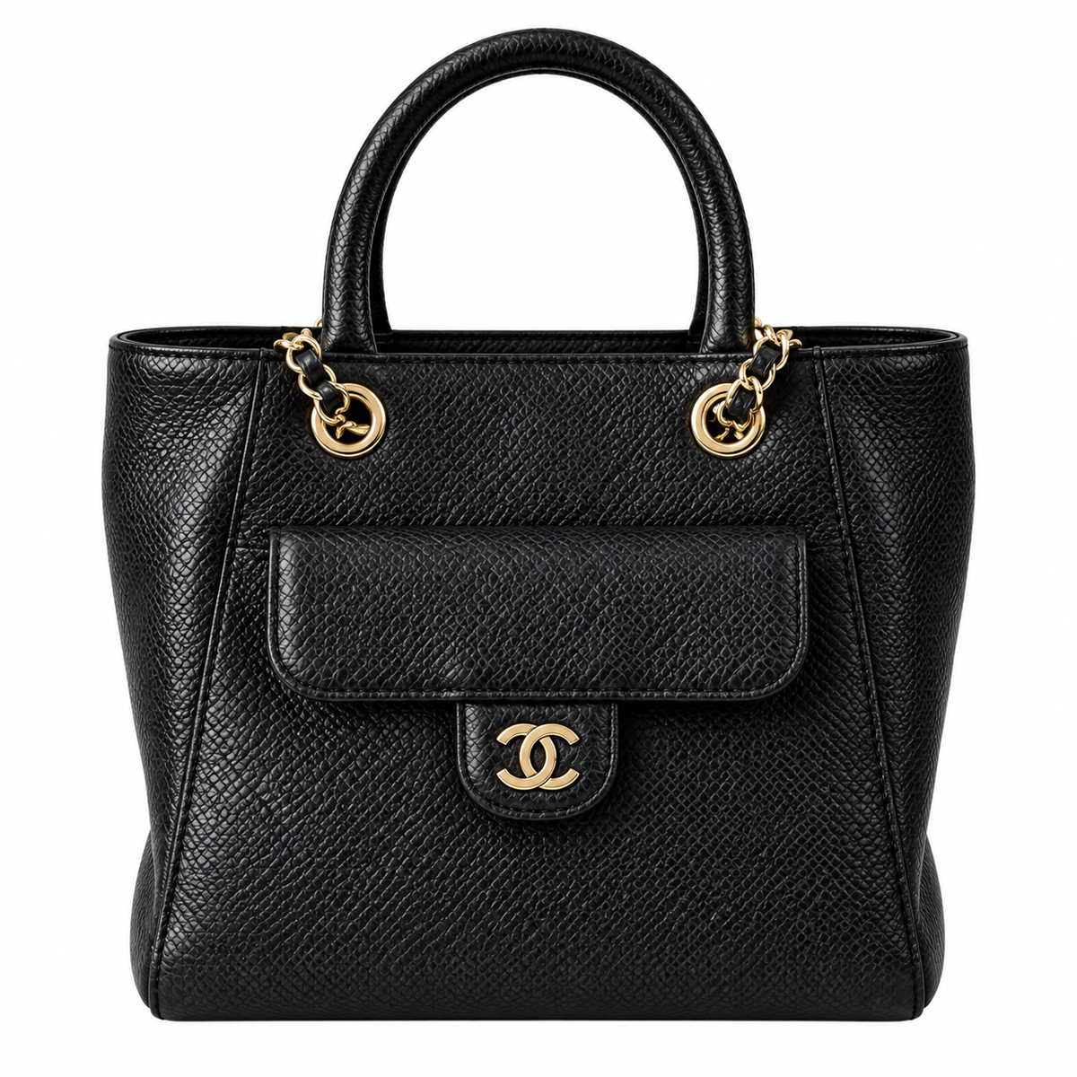 Chanel Neo Executive Quilted Caviar Tote Bag Black Gold 25cm