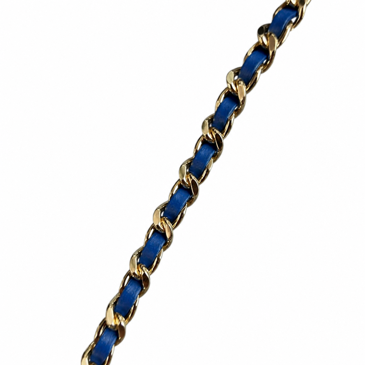 Chanel Medium Blue Denim Single Flap | Denim-Interwoven Gold Chain & CC Clips — 22cm
