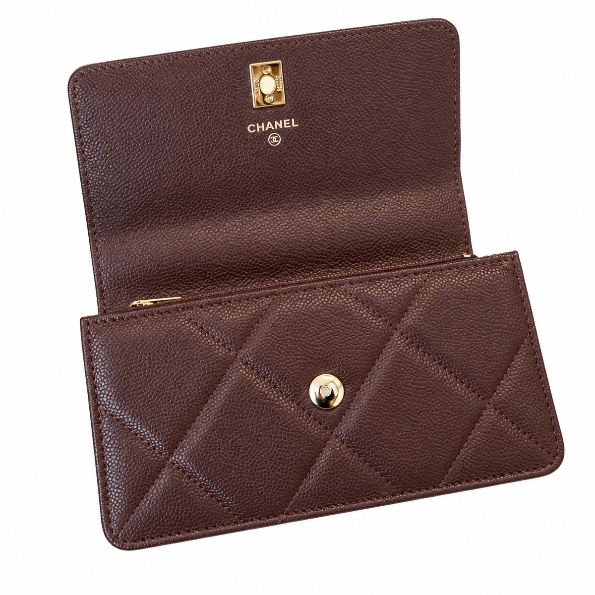 Chanel Trendy CC Quilted Caviar Top Handle WOC Dark Brown 19cm