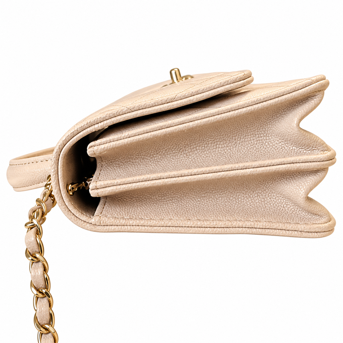 Chanel Trendy CC Quilted Aged Calfskin Top Handle WOC Cream 19cm