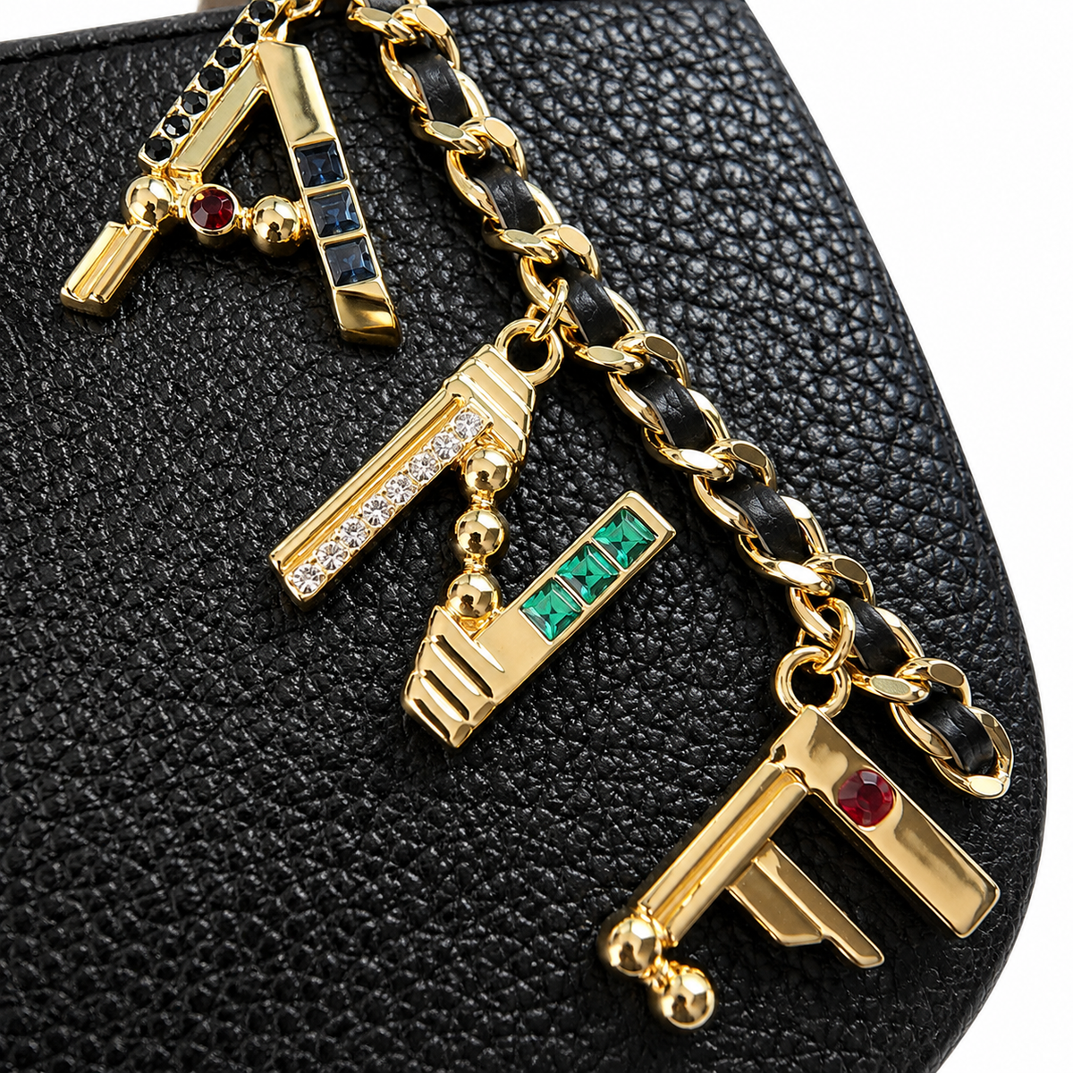 Chanel Black Caviar Classic Flap Bag | Gold CC Turn-Lock & Crystal Letter Charms Chain