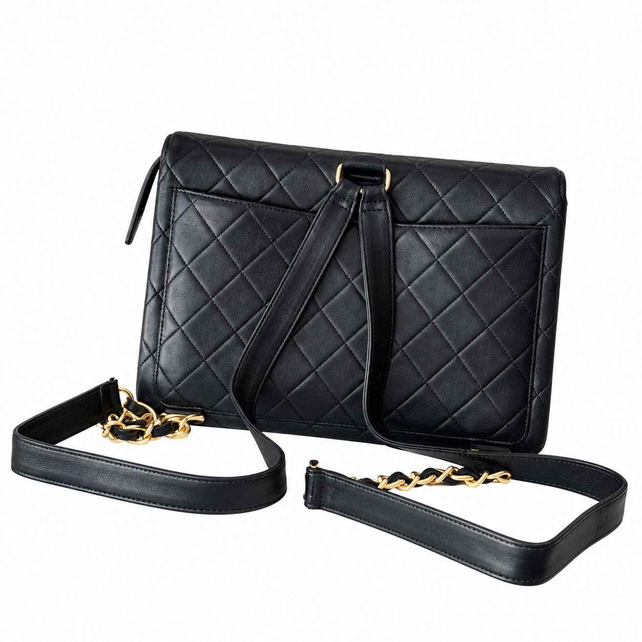 Chanel Quilted Lambskin CC Turn-Lock Backpack Black Gold 28cm