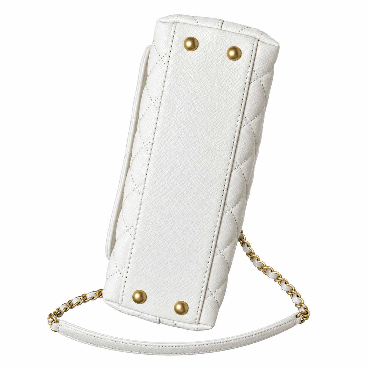 Chanel Coco Handle Quilted Caviar Top Handle Bag White 23cm