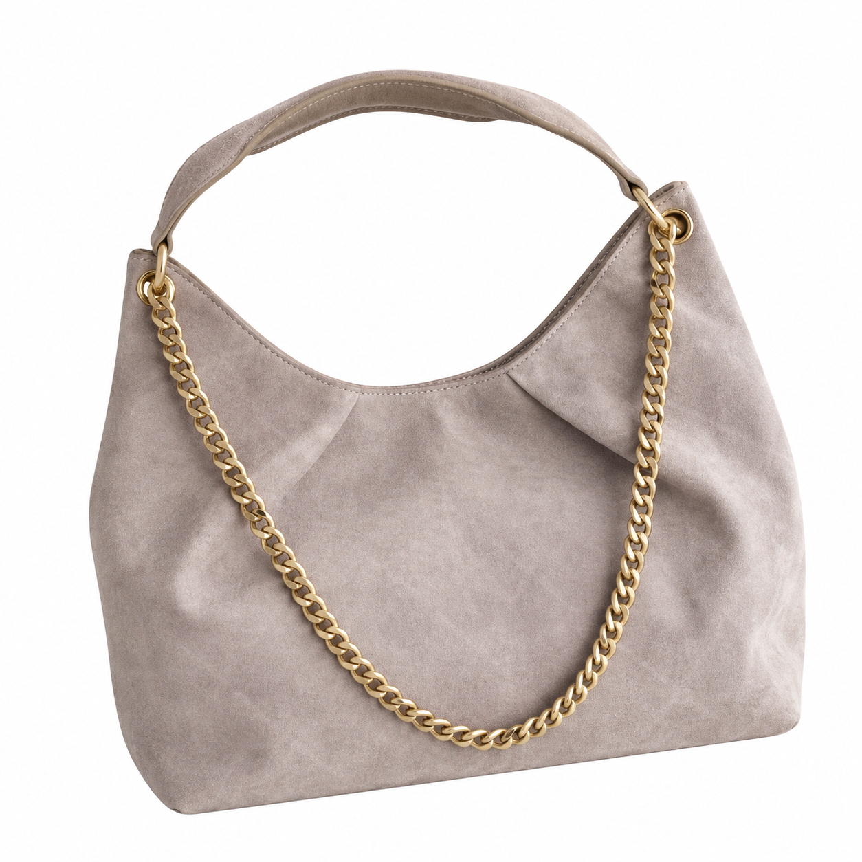 Chanel Quilted Suede Large Hobo Bag Taupe 29×35×13cm