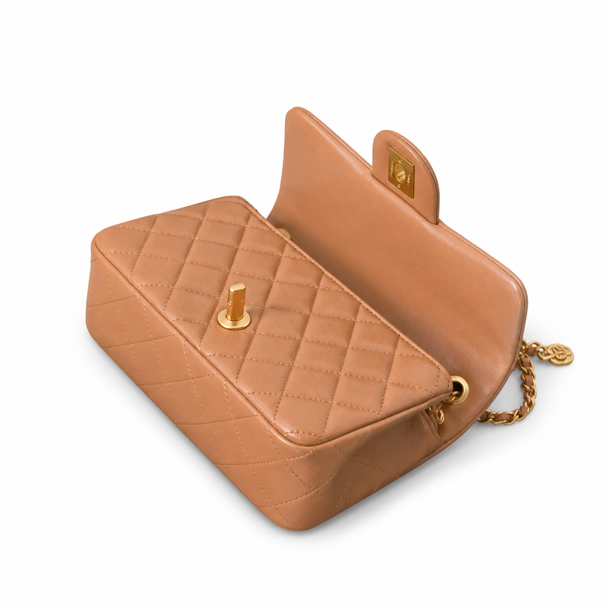 Chanel Classic Quilted Flap Bag | CC Turn-Lock Leather Chain Strap — 20x13cm