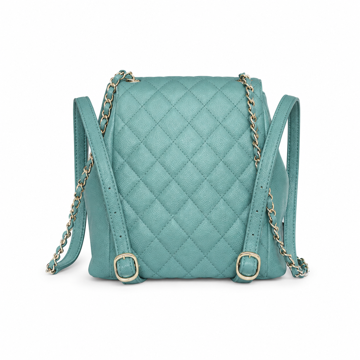 Chanel Duma Caviar Backpack | CC Turn-Lock Gold Chain Teal Green — 20.5x20cm