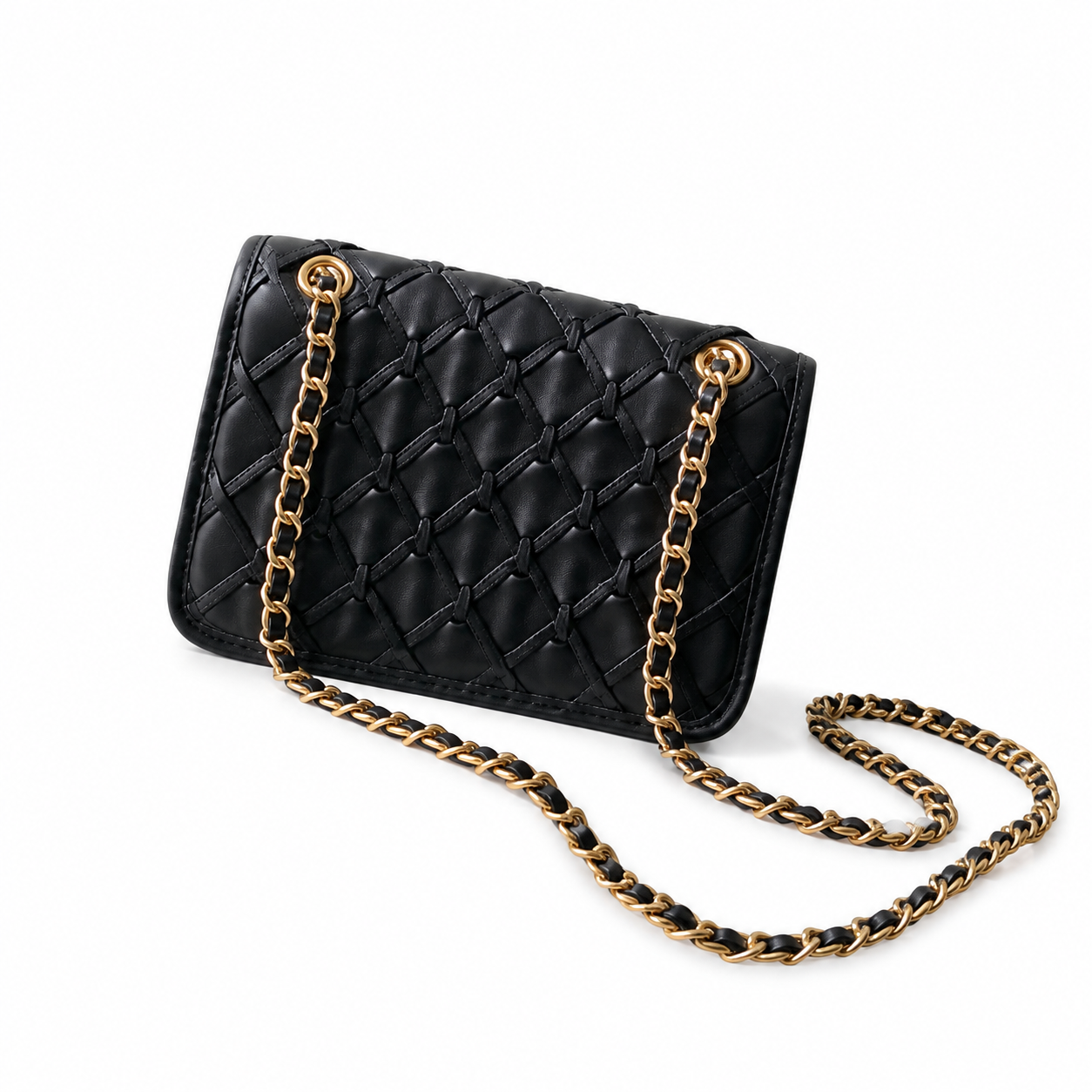 Chanel Black Woven Lambskin Small Flap Bag