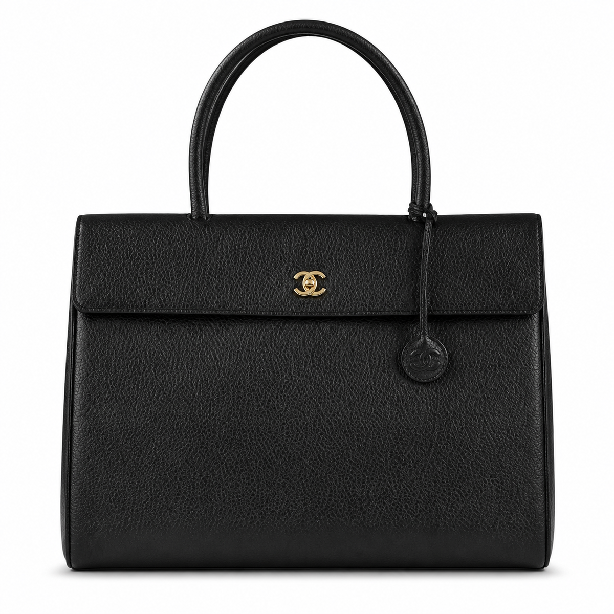 Chanel Large Tote Bag Black Pebbled Caviar Leather | Gold CC Turn-Lock — 43cm