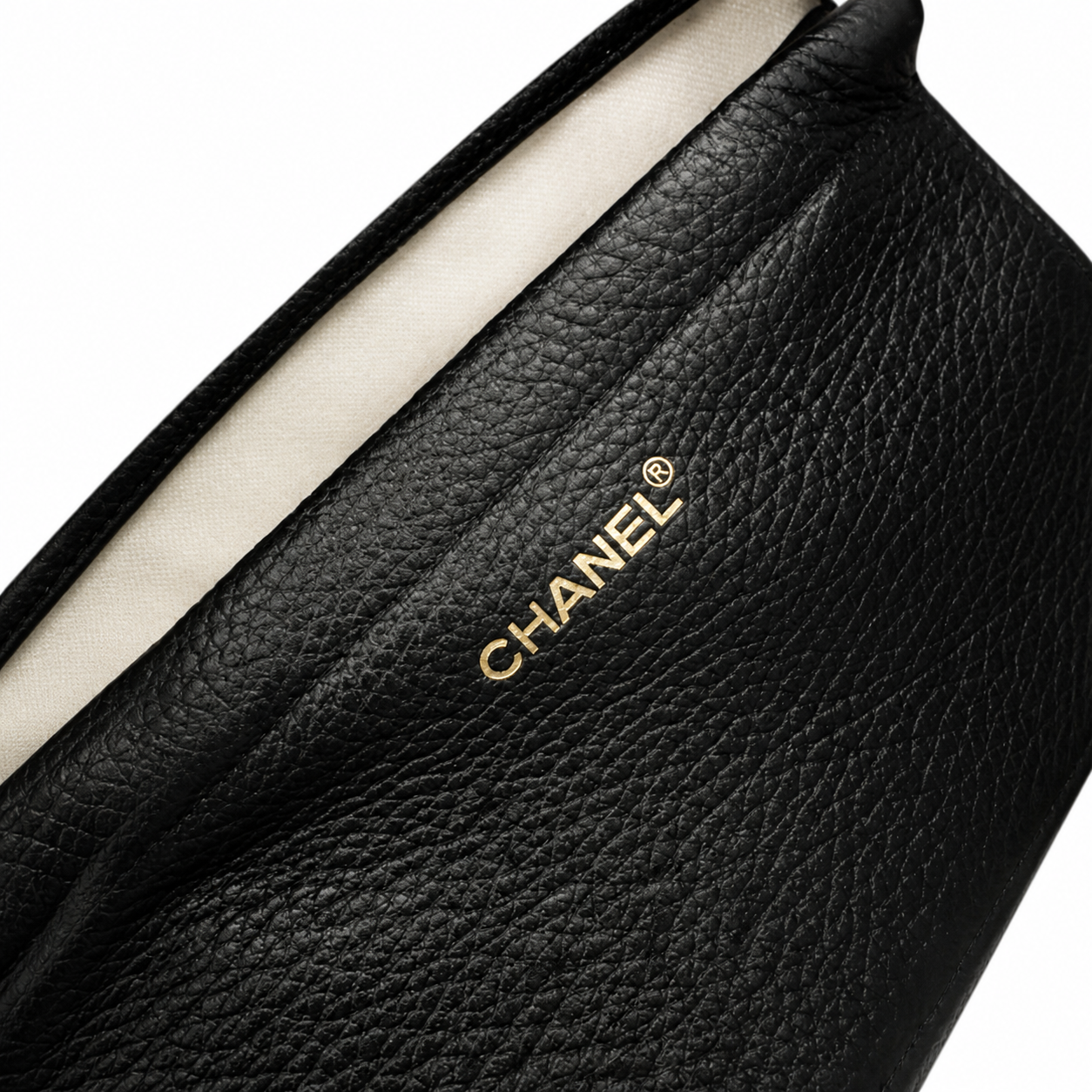 Chanel Two-Tone Drawstring Flap Black Caviar & Taupe Suede | Gold CC Turn-Lock — 29cm